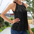 thumbnail image 1 of Camisola Lentejuelas Señoras Halter Tops Color sólido Chaleco de verano Estilo retro Ropa diaria (Negro XL) Cgtredaw Para estrenar, 1 of 5