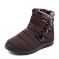thumbnail image 1 of Botas de nieve para mujer, zapatos de invierno con forro polar cálido, botines hasta el tobillo, cómodos, sin cordones, impermeables, para senderismo al aire libre, 1 of 5