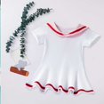 thumbnail image 3 of Kids Cute Playsuit Little Baby Girls Navy Short Sleeve Color Dress for 1 to 7 Years Old Summer Casual Wear, 3 of 4