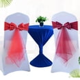 thumbnail image 2 of Wedding Chair Satin Sash Bow Tie Organza Ribbon Chair Sashes Stretch Bow Knot For Dining Room Banquet Party Decoration Supplies, 2 of 9