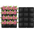 thumbnail image 1 of Bolsa para plantas con 12 bolsillos, macetero vertical montado en la pared, macetero colgante con para jardín, balcón, patio, oficina, decoración del hogar (negro) 2 piezas 60X80cm -, 1 of 5