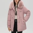 thumbnail image 3 of Hueook Winter Coats for Women Plus Size Buttons Plush Warm Hooded Down Coat Long Sleeve Shirts Blouses Outwear Tops with Pockets Fashion Printed Long Cardigan Tops on, 3 of 6