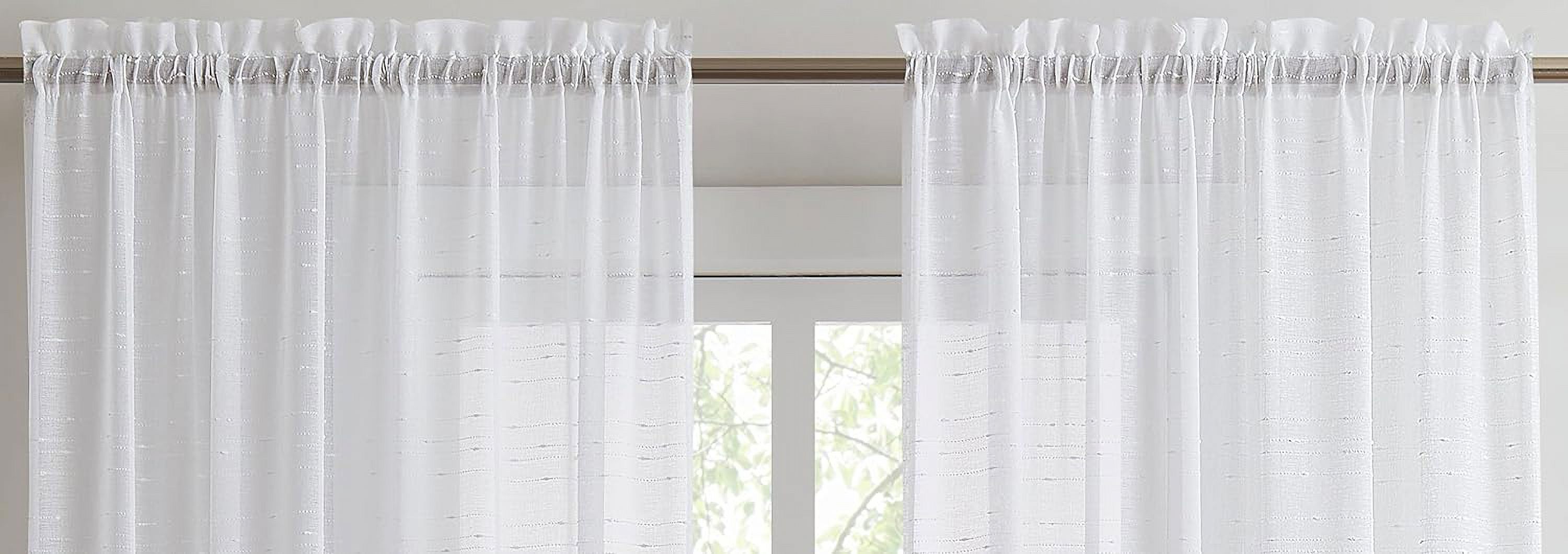WARM HOME DESIGNS White Luxury Living Room Curtains 63 Inches Long with Dotted Stripes Pattern for Living Room, Kitchen or Bedroom. JN 63 WHITE