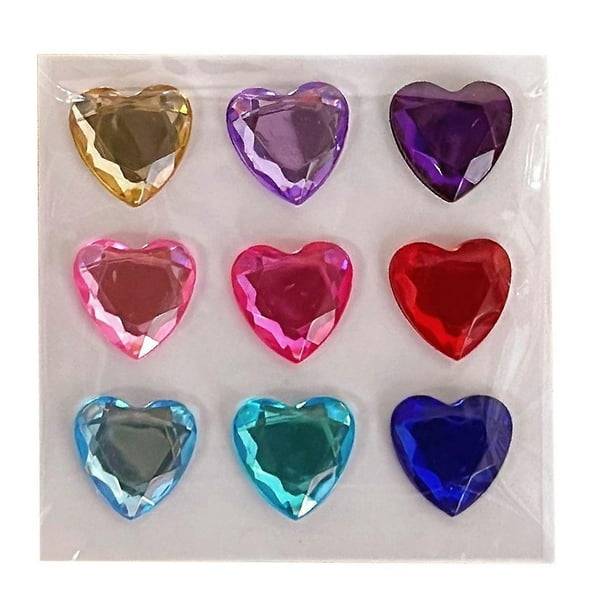 9pcs Large Heart Shape PVC Stickers Colorful Rhinestone 3D Crystal Stickers for DIY Teacher Supplies Motivational Rewards