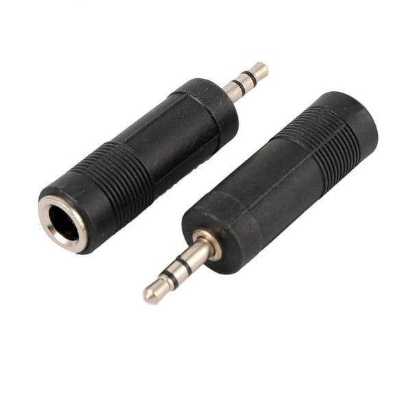 REGALWOVEN  2 Pcs 6.35mm 1/4" Female to 3.5mm 1/8" Male Dual Channel Audio Connector Adapter Jack Black