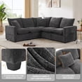 thumbnail image 4 of 84" Sectional Couches for Living Room, Modern Convertible Upholstered Comfy Sleeper Sofa with Ottoman 2 Pillows, Sofa Sectionals for Living Room, Apartment, Office, Black, 4 of 12