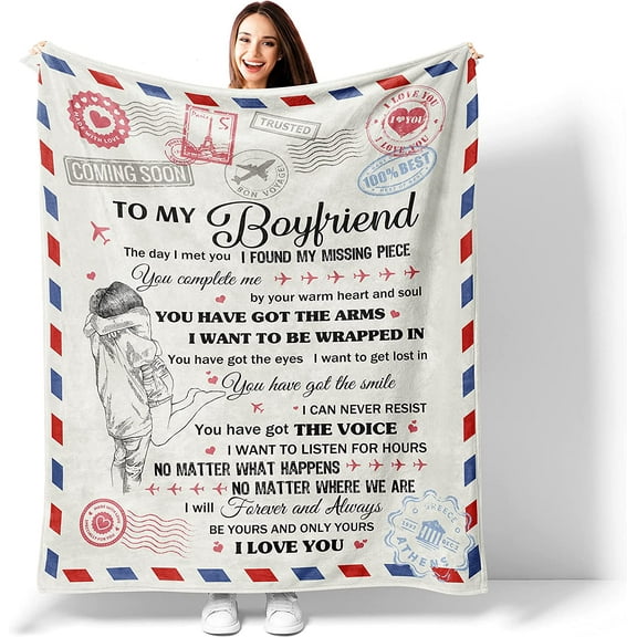 Gifts for Boyfriend, Boyfriend Gifts Blanket, Birthday Gifts for Boyfriend, Boyfriend Best Gifts from Girlfriend, Anniversary Romantic Unique Gift Ideas for Him, to my Boyfriend Throw Blanket 60"x 50"