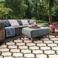 thumbnail image 3 of SAFAVIEH Courtyard Estelle Geometric Indoor/Outdoor Area Rug, 5'3" x 7'7", Beige/Black, 3 of 10