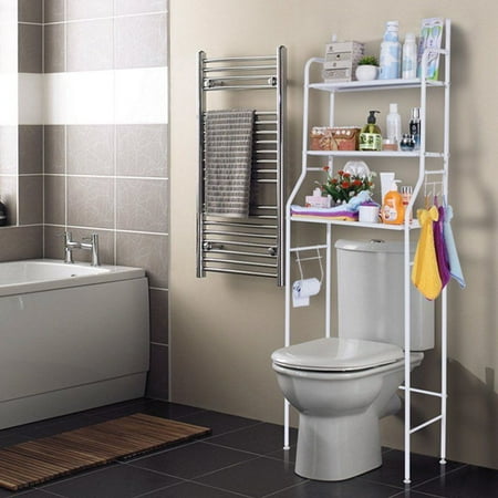 3 Tiers Bathroom Space Saver Towel Storage Rack Organizer White Iron Shelf