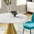 thumbnail image 6 of Dining Table, Round, Artificial Marble, Metal Steel, Gold White, Modern Contemporary Urban Design, Kitchen Room Cafe Bistro Restaurant Hospitality, 6 of 6