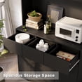 thumbnail image 5 of Bifanuo Kitchen Pantry Storage Cabinet, Large Buffet Cabinet with Power Outlets and Led Lights, 71'' Tall Kitchen Hutch Cabinet with Microwave Stand for Dining Room, Black, 5 of 7
