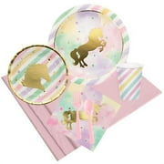 NA 57 Piece Unicorn Sparkle Paper Disposable Party Supplies Set