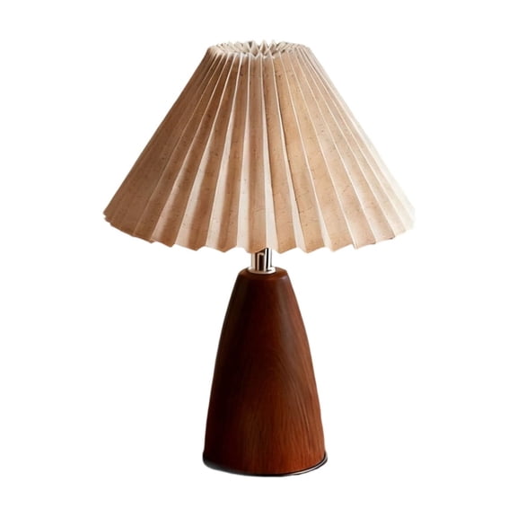 Celsvanis Vintage Table Lamp Pleated Fabric Shade Decorative Bedside Light For Bedroom Reading Room Bookshelf Living Room Ambient Home Decor 9"