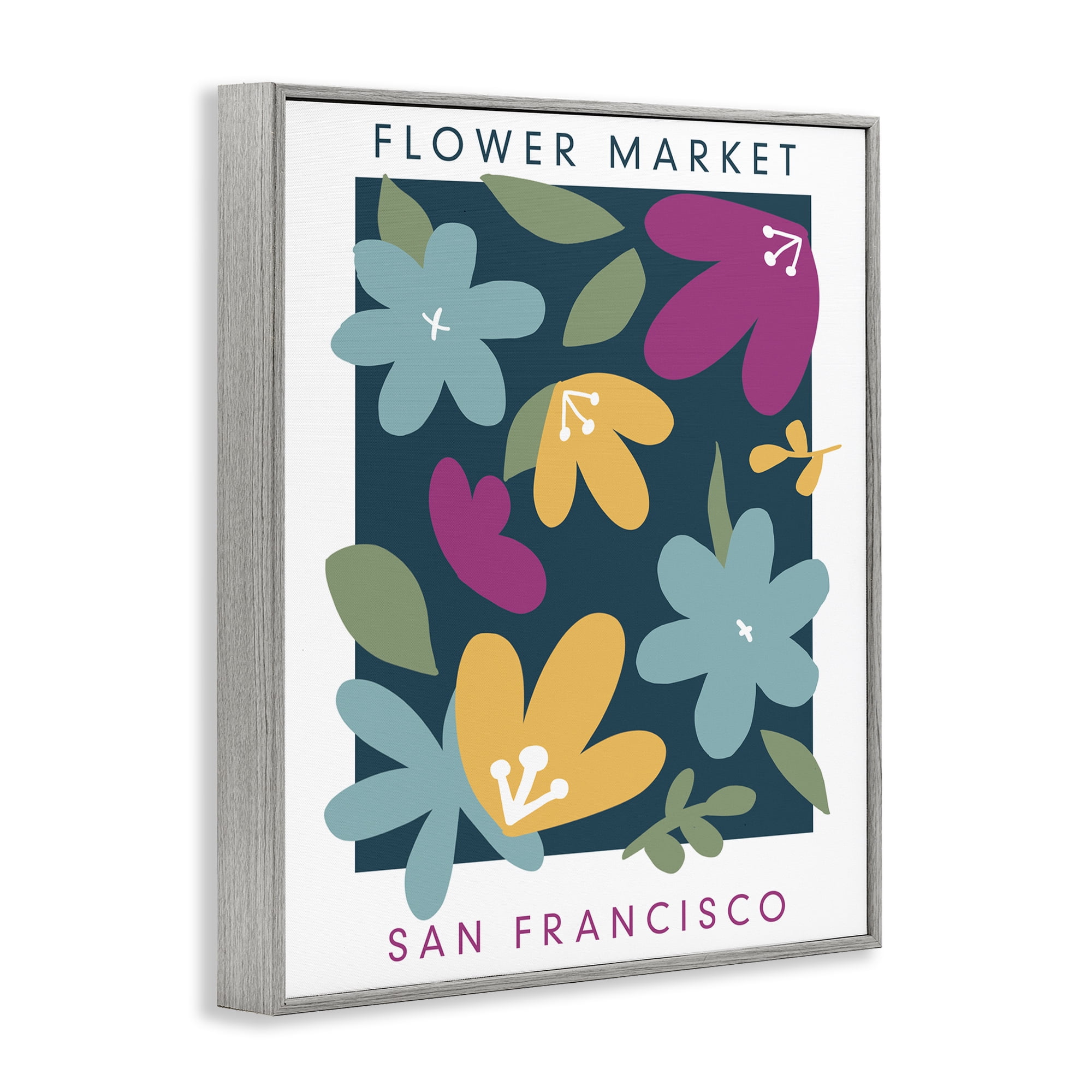 Stupell Industries Whimsical Flower Market Gray Framed Giclee Art, design by Anna Quach