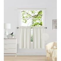 RS5 1-Set Ivory Rod Pocket Silky Window Curtain Lined Blackout, Two (2) Panels 30"X 36" Each