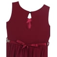 thumbnail image 4 of DPOIS Big Girls Junior V Neck Chiffon Long Party Wedding Prom Romper Gown Flower Girls Dress Burgundy 8, 4 of 7
