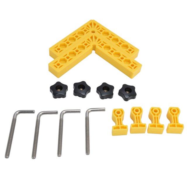 Pinces d'Angle Réglables en Forme de L à 90° pour Menuiserie avec Double Échelle, Plastique ABS et Fibre, Idéal pour Armoires et Cadres Photo, Inclut des Carrés de Positionnement, des Tiges à Vis, des Blocs Fixes et des Écrous (2 Ensembles)