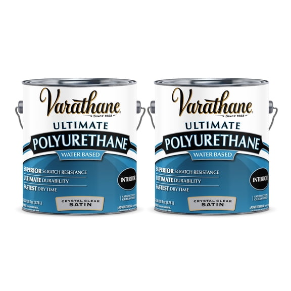 2 Pack, Satin Clear, Varathane Ultimate Polyurethane Water-Based-200231, Gallon