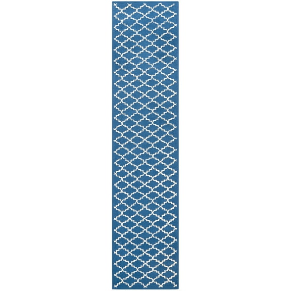 SAFAVIEH Newport Lalit Geometric Cotton Area Rug, Indigo/Ivory, 5'6" x 8'6"
