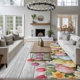 thumbnail image 4 of Easter Area Rug 8x10 Washable Rug Non Slip Retro Spring Bunny Eggs Tulip Farm Wooden Grain Large Area Rug Soft Stainresistant Indoor Floor Carpet for Living Room Bedroom Home Office Dining Room, 4 of 8