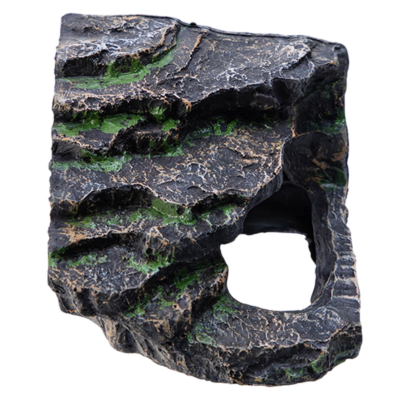 Serenable Bearded Dragon Tank Accessories Turtles Basking Reptile Cave Decorative Resin Reptile Rock Hideout for Frog Gecko