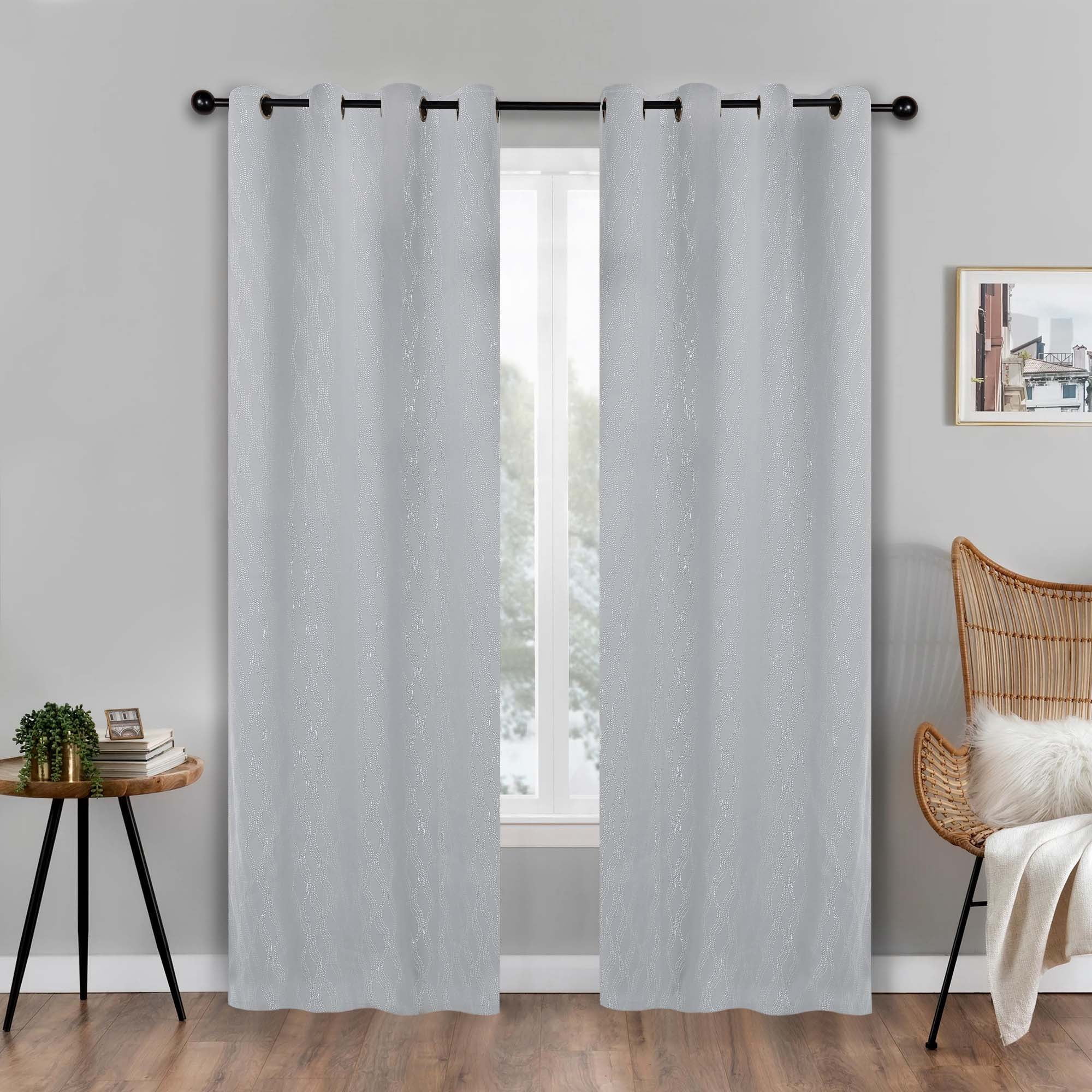 Superior Zuri Blackout Curtains, Grommet Header, Set of 2, 52" X 84", Platinum