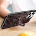 thumbnail image 2 of For iPhone 15 Plus Ring Kickstand Phone Back Case Crocodile Texture Genuine Cow TPU Mobile Cover, 2 of 5