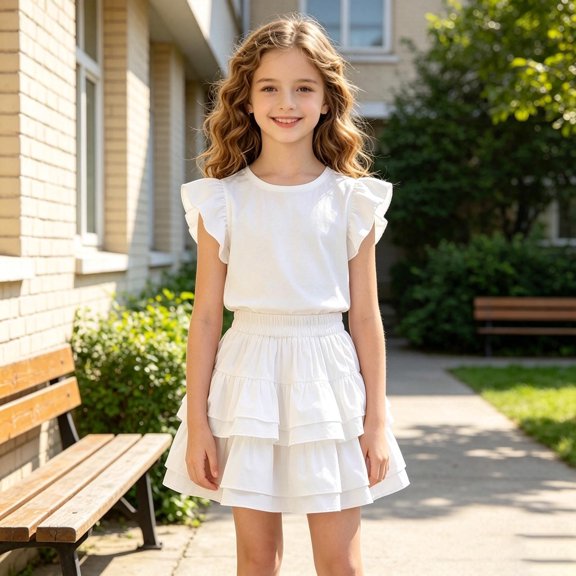 Girls Princess Tutu Skirt, Layered Tulle Fluffy Cake Skirt with Elastic Waist for Kids 4-15 Years