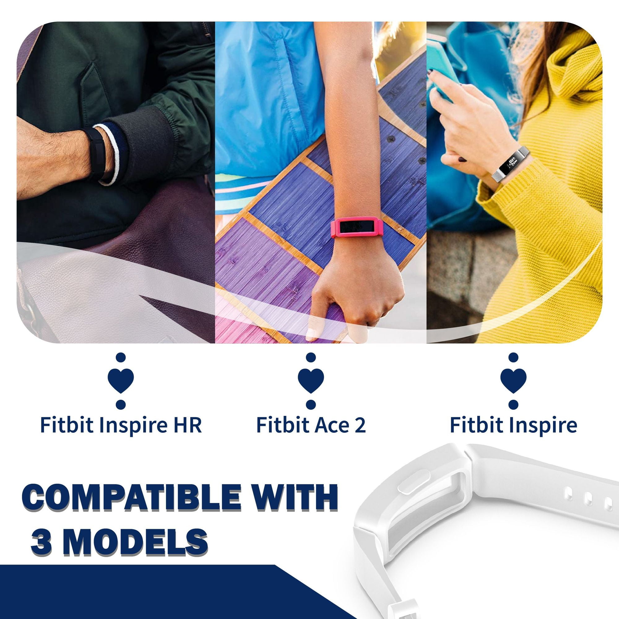 Soft Silicone Band Wistband For Fitbit Inspire HR//Inspire//Ace 2 Tracker White