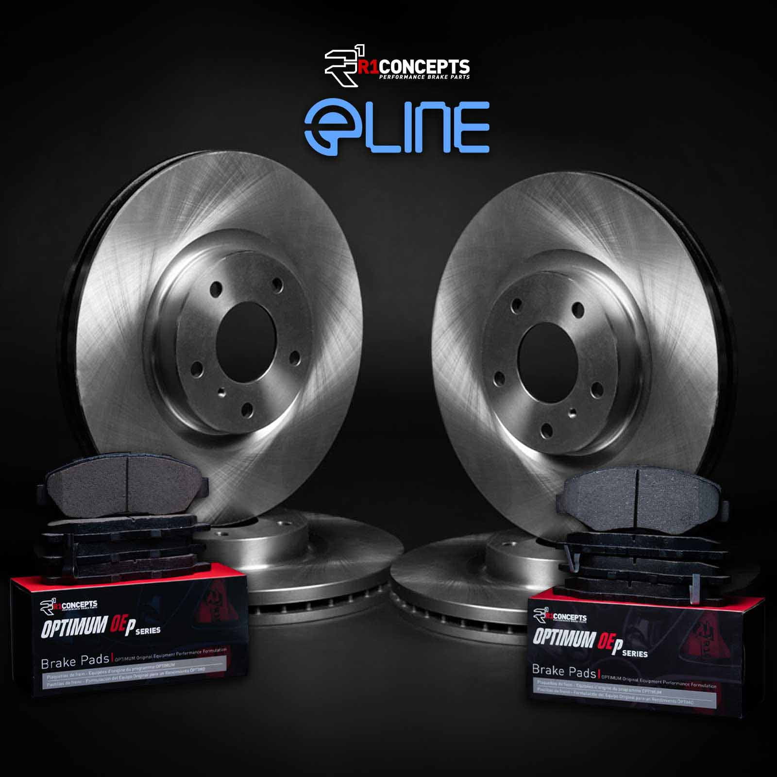 R1 Concepts Front Rear Brakes and Rotors Kit |Front Rear Brake Pads| Brake Rotors and Pads| Optimum OEp Brake Pads and Rotors WFUN2-48039