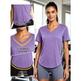 thumbnail image 4 of NELEUS Womens Workout Shirts V-Neck Short Sleeve Tops UPF 50+ Sun Shirt Moisture Wicking Loose Fit Top for Athletic,Purple,US Size M, 4 of 10