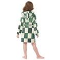 thumbnail image 7 of FORMRS Niños Bathrobe Unisex Hooded Robe Soft Plush Pajamas Sleepwear, Size 10-12T, Green and White Plaid Pattern, 7 of 7