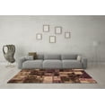 thumbnail image 3 of Ahgly Company Indoor Round Patchwork Brown Transitional Area Rugs, 6' Round, 3 of 4