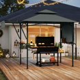 thumbnail image 3 of Topcobe 13 x 5 Feet Grill Patio Canopy with Dual Side Awnings and 2 Shelves Adjustable Shadow, Outdoor Patio Tent for Garden Backyard Pool Deck-Gray, 3 of 11
