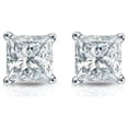 thumbnail image 2 of Ceritifed 2 Ct Princess Cut D/VVS1 Moissanite Solitaire Stud Earrings In 14K White Gold Plated Silver, 2 of 5