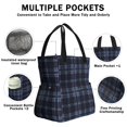 thumbnail image 3 of Blue and Green Checkered Pattern Drawstring Insulated Lunch Bag for Women, Stain-Resistant Large Lunch Tote with Multi-Pockets for Work Office, 3 of 6