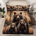 thumbnail image 2 of Feelyou Rustic Bear Family Queen Sheet Sets, Vintage Lodge Cabin Bed Set, 4-Piece, 2 of 7