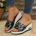 thumbnail image 4 of Dakaela Women's Platform Wedge Sandals Open Toe Slip on Slides Comfortable Summer Walking Shoes, 4 of 8
