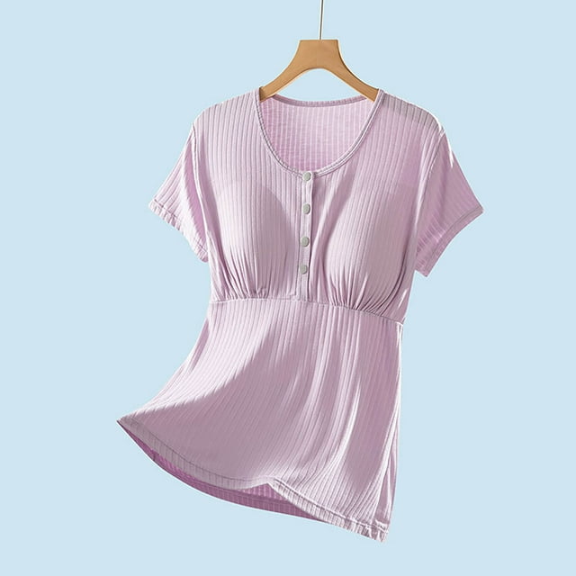 Pijama de manga corta para mujer, color liso, manga corta, elástico, talla grande, poliéster