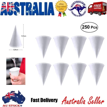 250PCS 3.7oz Disposable Cone Water Cups Paper Funnel Cups Snow Cone Cups - White