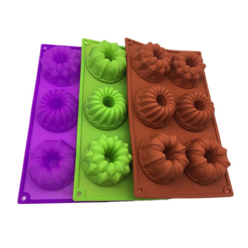 AkoaDa 6 Cavity Silicone Mold Mini Bundt Savarin Cake Muffin Chocolate