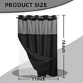 thumbnail image 6 of Barossa Design No Hook Slub Textured Shower Curtain with Snap-in PEVA Liner, Mesh Window - Black, 71 x 74, 6 of 6