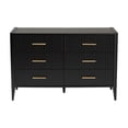 thumbnail image 3 of Baxton Studio Primrose Mid-Century Black Fluted Wood 6-Drawer Dresser, 3 of 4