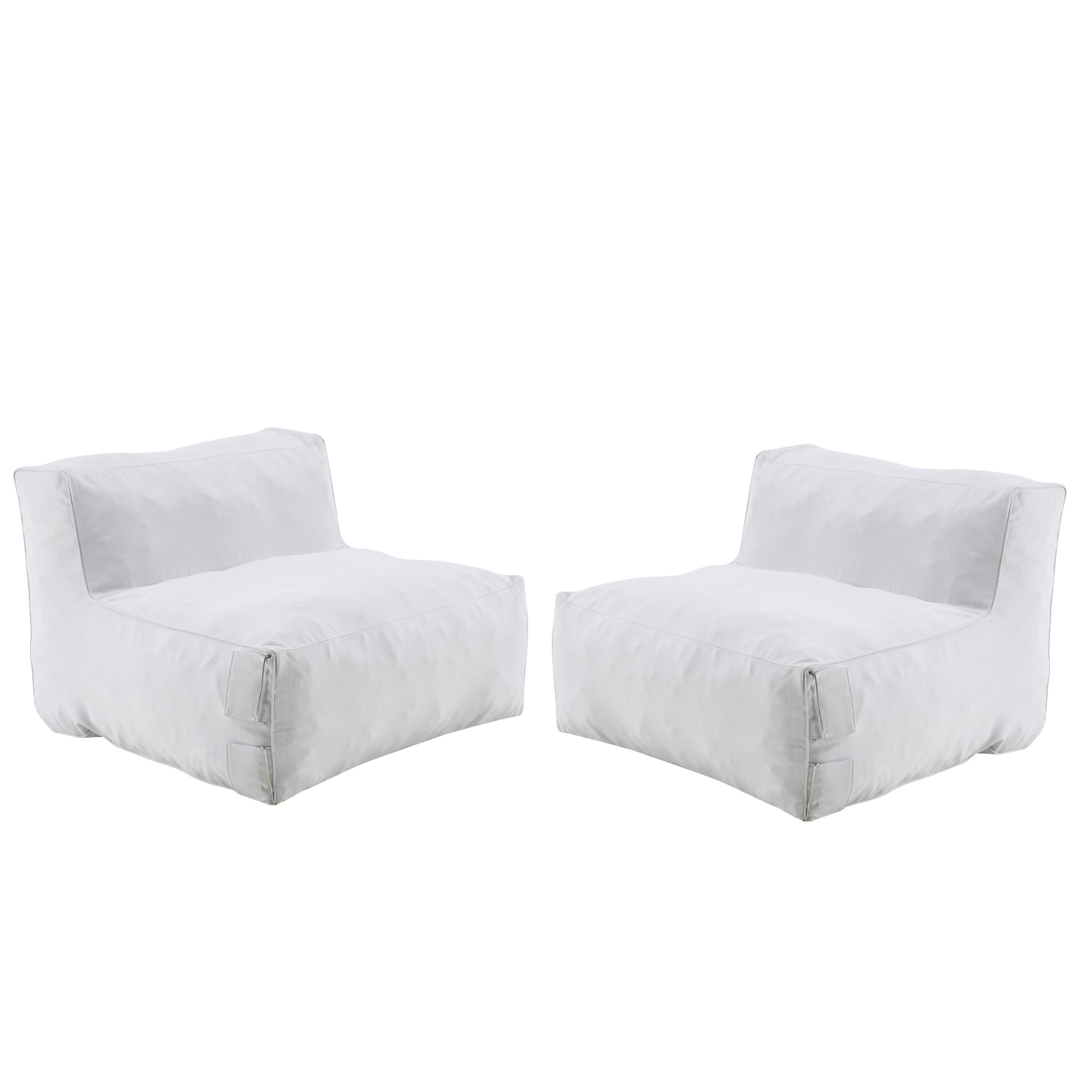 Christopher Knight Home Outdoor Patio Bean Bag Armless Sofa, Lounge Chair with Foam Fill, Light Gray, Set of 2