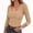 Khaki, variant on Women's Fitted Round Neck Elbow Sleeve T-Shirt Slim Fit 1/2 Sleeve Basic Solid Color Tee Soft Stretchy Casual Top