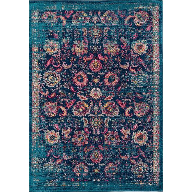United Weavers 713 21160 88R Tapis Rond Abigail Taj 7 Pi. 10 Po., Bleu