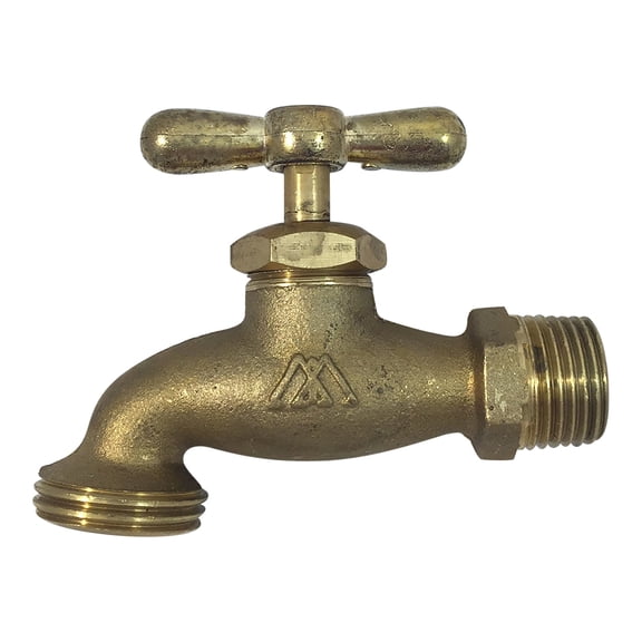 MADOL Brass Hose Bibb Compares to Arrowhead Brass 1/2"Male NPT Inlet with 3/4 water hose outlet [79-110] ideal for gardens and patios. Llave de Manguera o Nariz de Bronce 1/2"