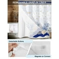 thumbnail image 3 of No Hook Cloth Fabric Shower Curtain with Snap in Liner, Blue Coastal Shell Waterproof Shower Curtains Set with See Through Top Window, Nautical Starfish Seahorse Conch Bath Curtains Shower 66"x72", 3 of 6