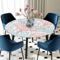 thumbnail image 5 of Elastic Fitted Round Tablecloth, Red Blue Coral Coastal Waterproof Stretch Table Cover for 45"-54" Tables, Summer Beach Seaside Nautical Washable Outdoor Tablecloths for Patio, Picnic, Camping, 5 of 9