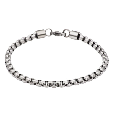 Arista Cubic Zirconia Men's Box Rolo Link Bracelet in Stainless Steel, 8.5"